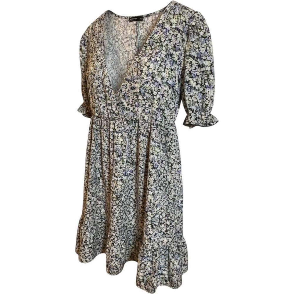 Multicolor Floral Dress Womens 1XL Shein Curve V-Neck Boho Cottagecore Fairycore